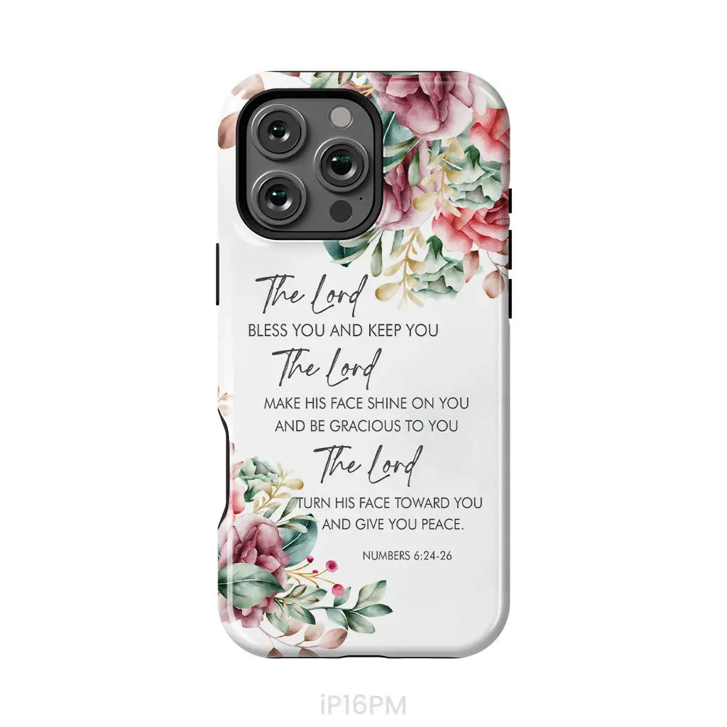 The Lord Bless You And Keep You Floral Numbers 6:24-26 Phone Case iPhone 16 Pro Max / Tough Case