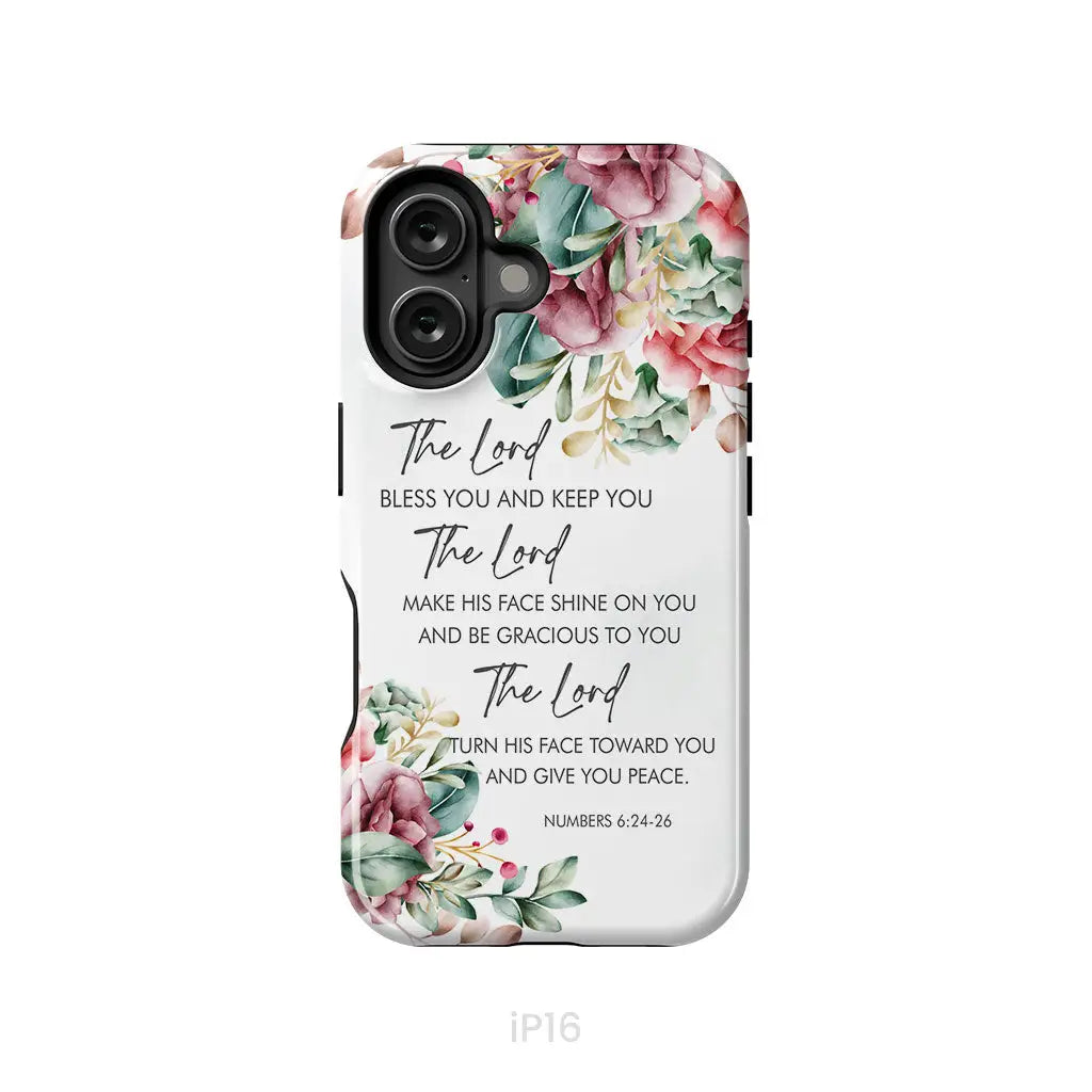 The Lord Bless You And Keep You Floral Numbers 6:24-26 Phone Case iPhone 16 / Tough Case