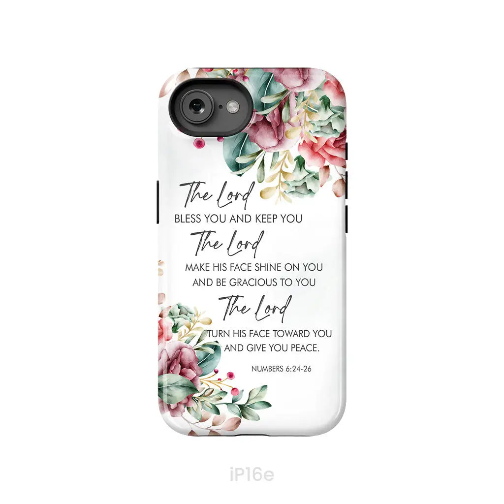 The Lord Bless You And Keep You Floral Numbers 6:24-26 Phone Case iPhone 16e / Tough Case
