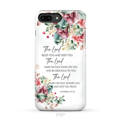 The Lord Bless You And Keep You Floral Numbers 6:24-26 Phone Case iPhone 8 Plus / Tough Case