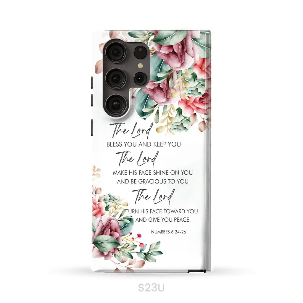 The Lord Bless You And Keep You Floral Numbers 6:24-26 Phone Case Samsung Galaxy S23 Ultra / Tough Case