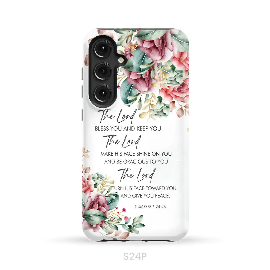 The Lord Bless You And Keep You Floral Numbers 6:24-26 Phone Case Samsung Galaxy S24 Plus / Tough Case