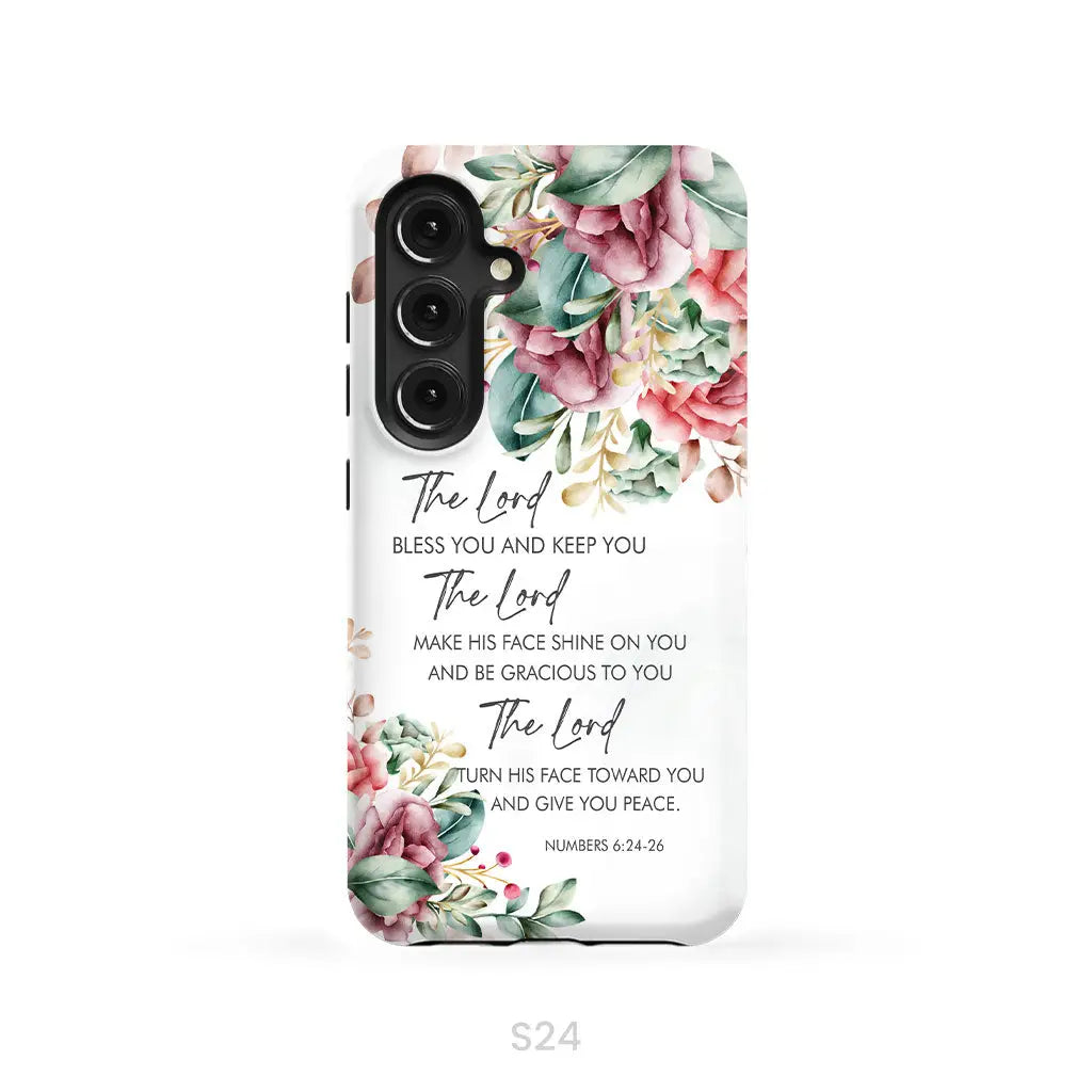 The Lord Bless You And Keep You Floral Numbers 6:24-26 Phone Case Samsung Galaxy S24 / Tough Case