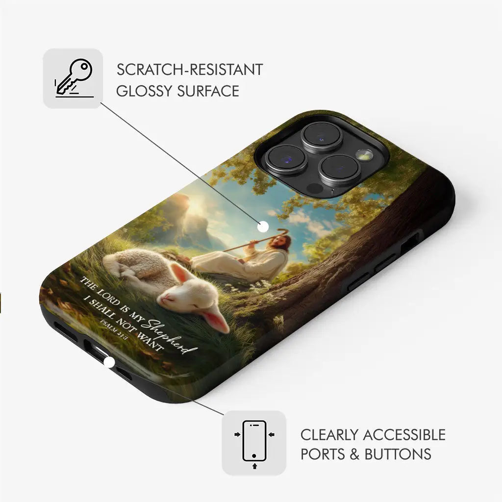 Christian phone case with Bible verse reminding believers of God’s guidance and care.