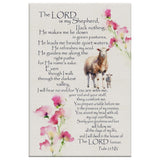 Bible verse wall art with Psalm 23, "The Lord is My Shepherd," available in KJV, NIV, and ESV, ideal for Christian decor.