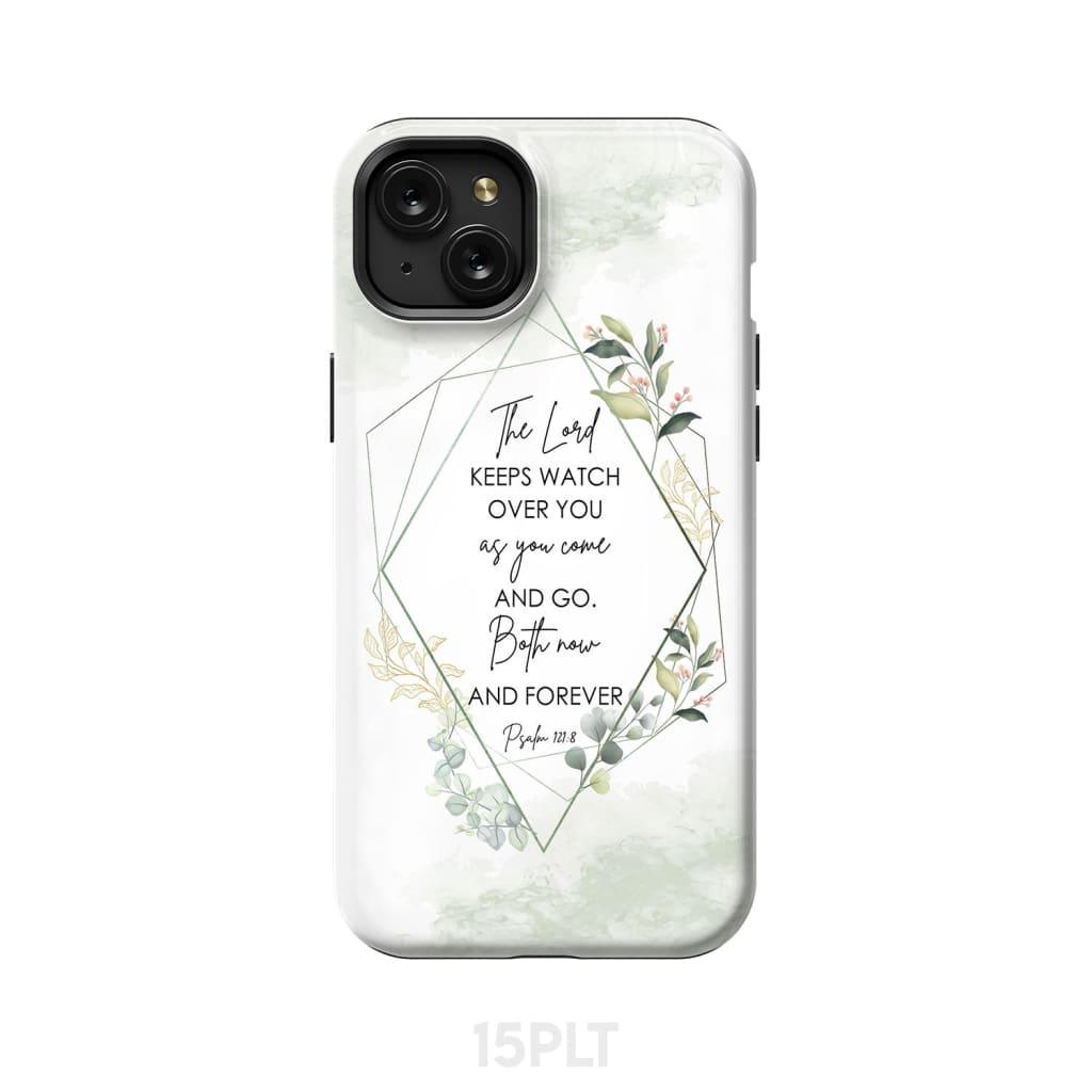 The Lord keeps watch over you as come and go phone case | Bible verse cases iPhone 15 Plus / Tough