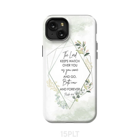 The Lord keeps watch over you as come and go phone case | Bible verse cases iPhone 15 Plus / Tough