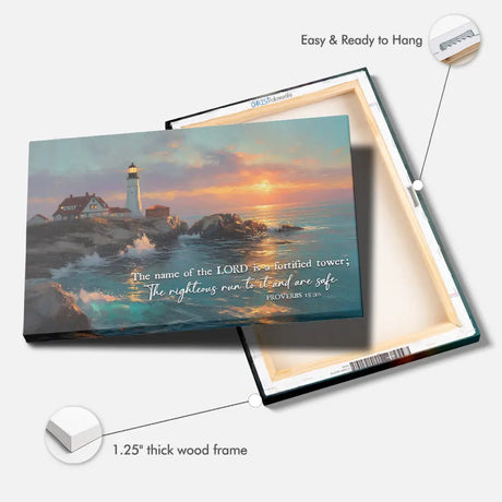 Proverbs 18:10 Christian wall décor, fortified tower verse gift for birthdays, housewarmings, or hard times.