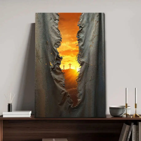 The Veil Was Torn at Jesus’ Crucifixion - Christian Wall Art Canvas Portrait / 8’’ x 12’’