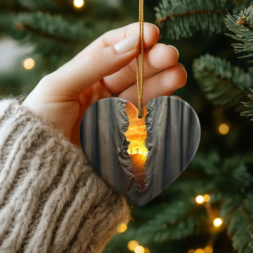 Handcrafted Christian ornament capturing the power of Jesus’ crucifixion and the hope of eternal life.