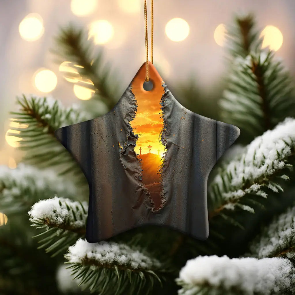 The Veil Was Torn at Jesus’ Crucifixion Ornament Star / 1-pack