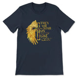 They Will Soar on Wings Like Eagles Faith Cross Wing T-shirt Navy / S