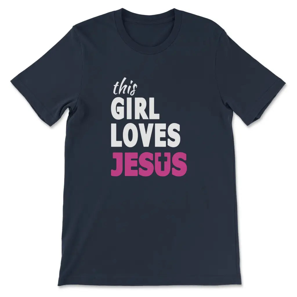 This Girl Loves Jesus T-shirt Navy / S