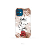 This Girl Runs On Jesus And Coffee Phone Case | Christian Phone Cases iPhone 12 Mini / Tough Case