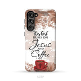 This Girl Runs On Jesus And Coffee Phone Case | Christian Phone Cases Samsung Galaxy S23 Plus / Tough Case