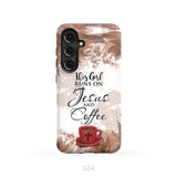 This Girl Runs On Jesus And Coffee Phone Case | Christian Phone Cases Samsung Galaxy S24 / Tough Case