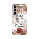 This Girl Runs On Jesus And Coffee Phone Case - Christian Phone Cases Samsung Galaxy S26 Plus / Tough Case