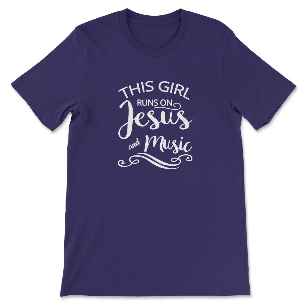 This Girl Runs On Jesus And Music T-shirt Team Purple / S