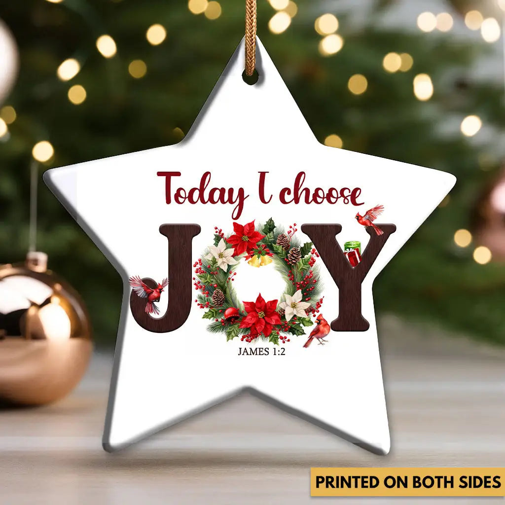 Uplifting ornament inspired by James 1:2, encouraging hearts to stay strong in faith.