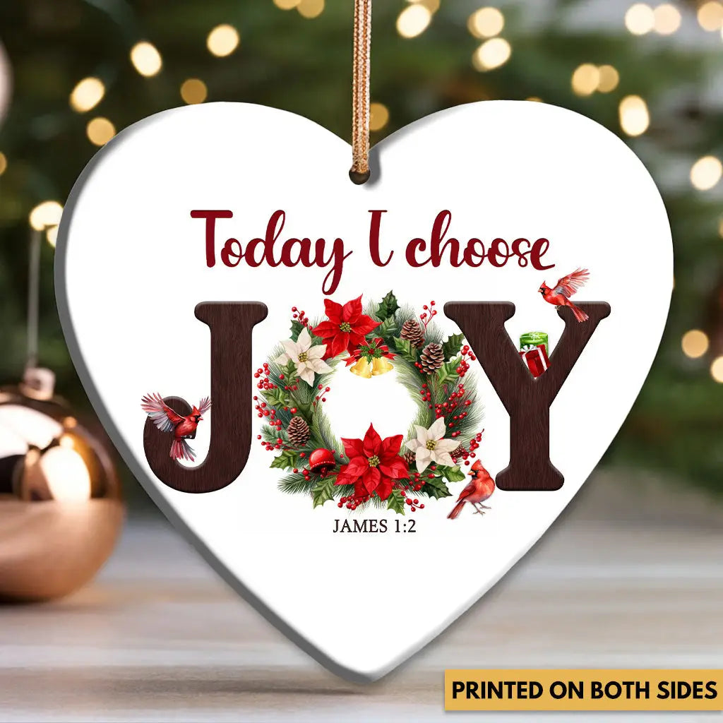 Christian holiday ornament with joyful message from the Bible, perfect for loved ones.