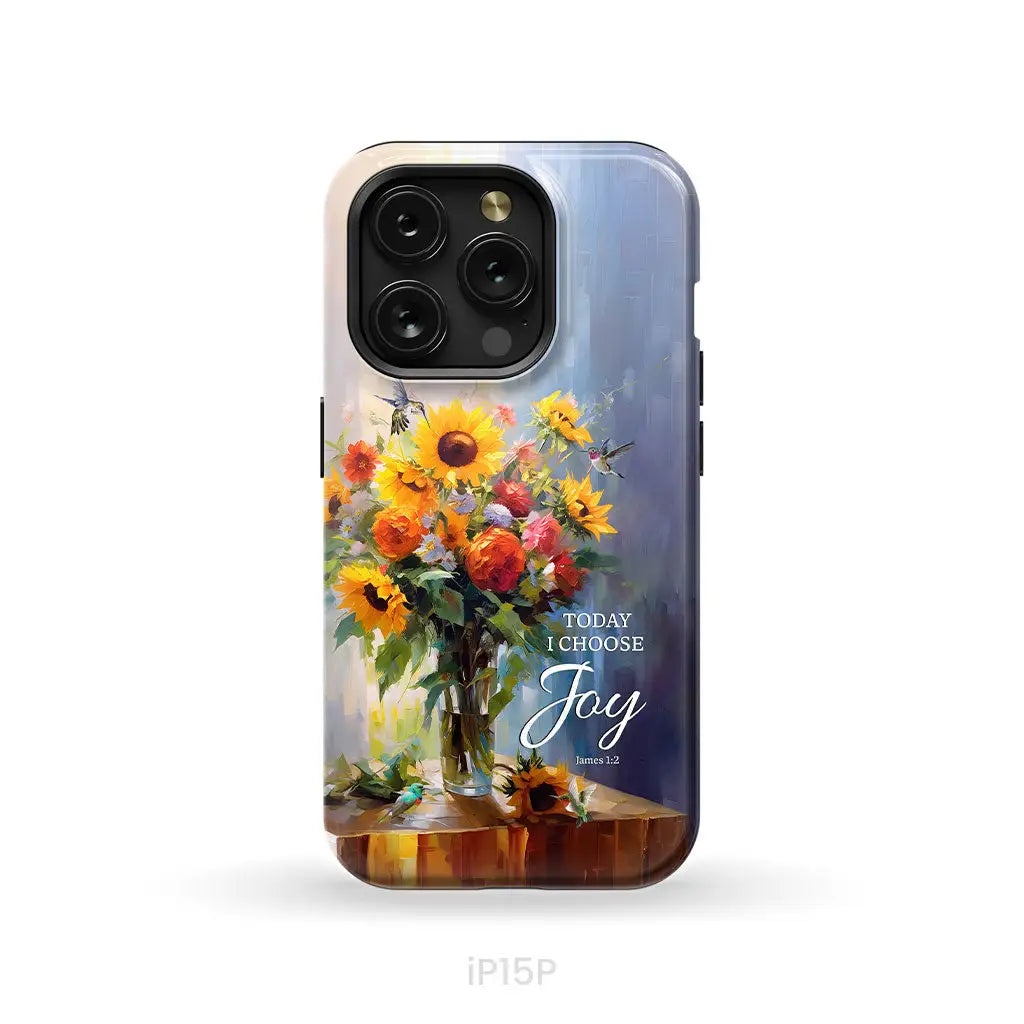 Today I Choose Joy Hummingbird Sunflower Phone Case iPhone 15 Pro / Tough Case
