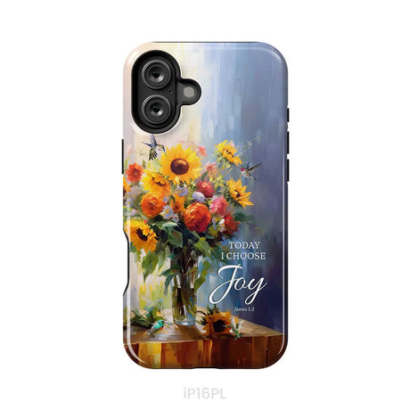 Today I Choose Joy Hummingbird Sunflower Phone Case iPhone 16 Plus / Tough Case