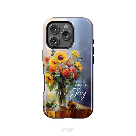 Today I Choose Joy Hummingbird Sunflower Phone Case iPhone 16 Pro / Tough Case