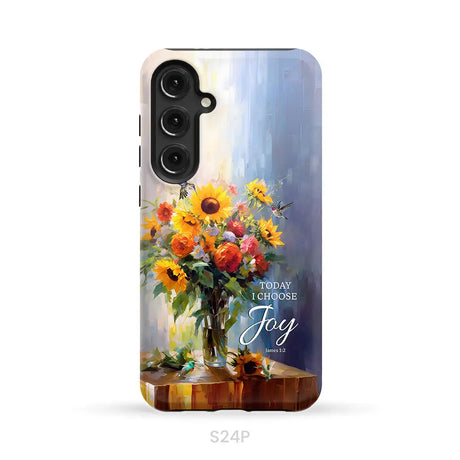 Today I Choose Joy Hummingbird Sunflower Phone Case Samsung Galaxy S24 Plus / Tough Case