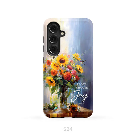 Today I Choose Joy Hummingbird Sunflower Phone Case Samsung Galaxy S24 / Tough Case