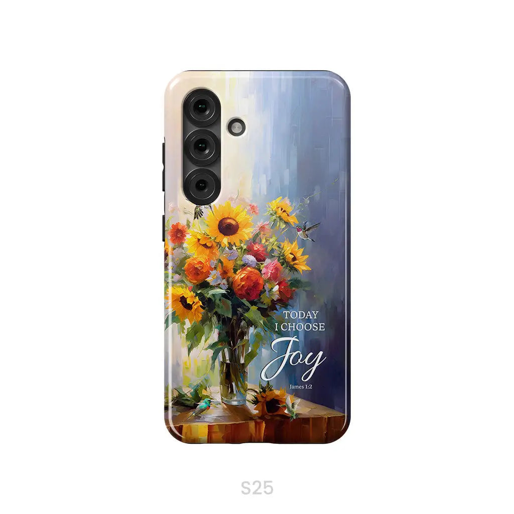 Today I Choose Joy Hummingbird Sunflower Phone Case Samsung Galaxy S25 / Tough Case
