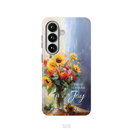 Today I Choose Joy Hummingbird Sunflower Phone Case Samsung Galaxy S26 / Tough Case