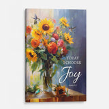 Today I Choose Joy Hummingbird Sunflower Wall Art Canvas