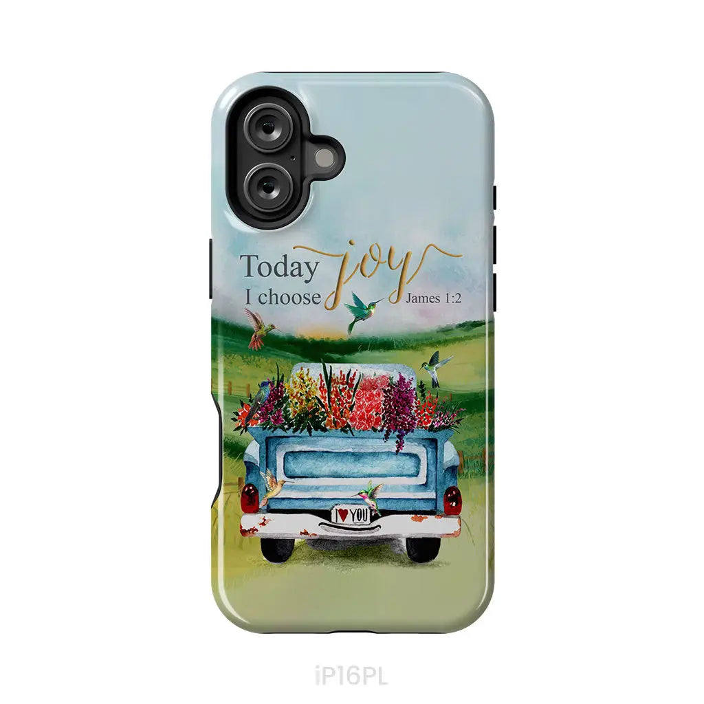 Today I Choose Joy James 1:2 Car With Flowers Phone Case iPhone 16 Plus / Tough Case