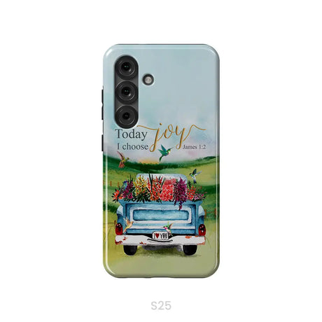 Today I Choose Joy James 1:2 Car With Flowers Phone Case Samsung Galaxy S25 / Tough Case