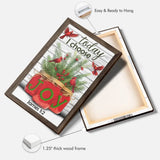 James 1:2 wall art with "Today I Choose Joy," cardinals, pine branches, and mason jars spelling "JOY" — perfect Christian Christmas decor.