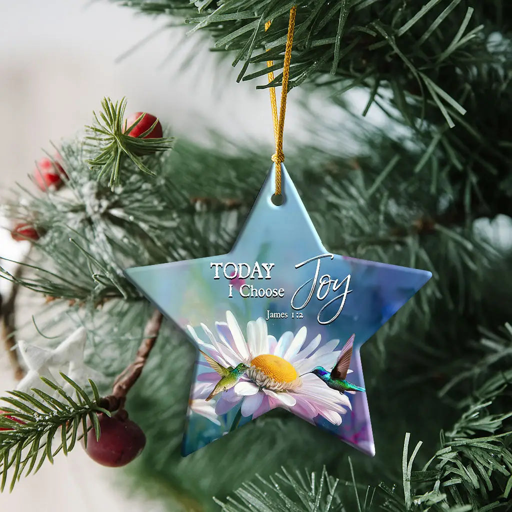 Uplifting hummingbird ornament symbolizing hope, faith, and choosing joy in Christ.
