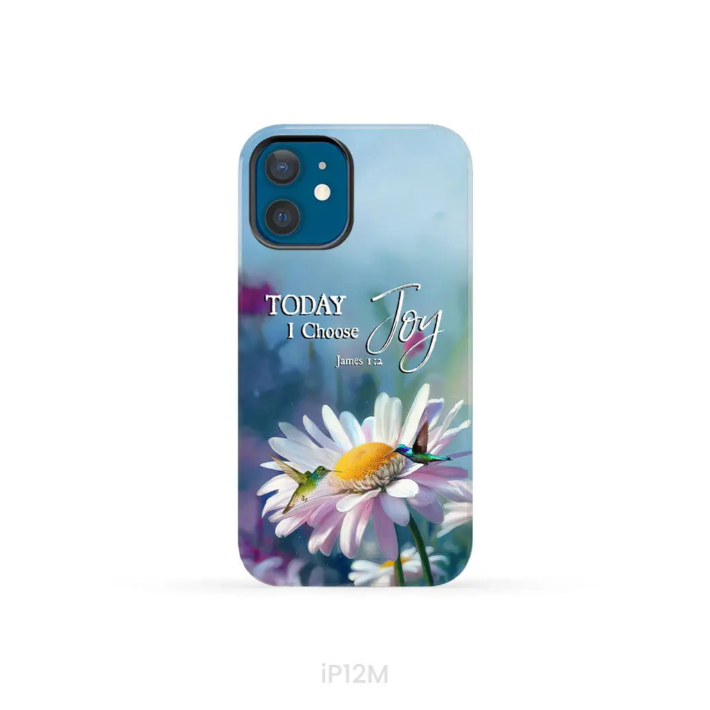 Today I Choose Joy James 1:2 Hummingbird With Daisies Phone Case iPhone 12 Mini / Tough