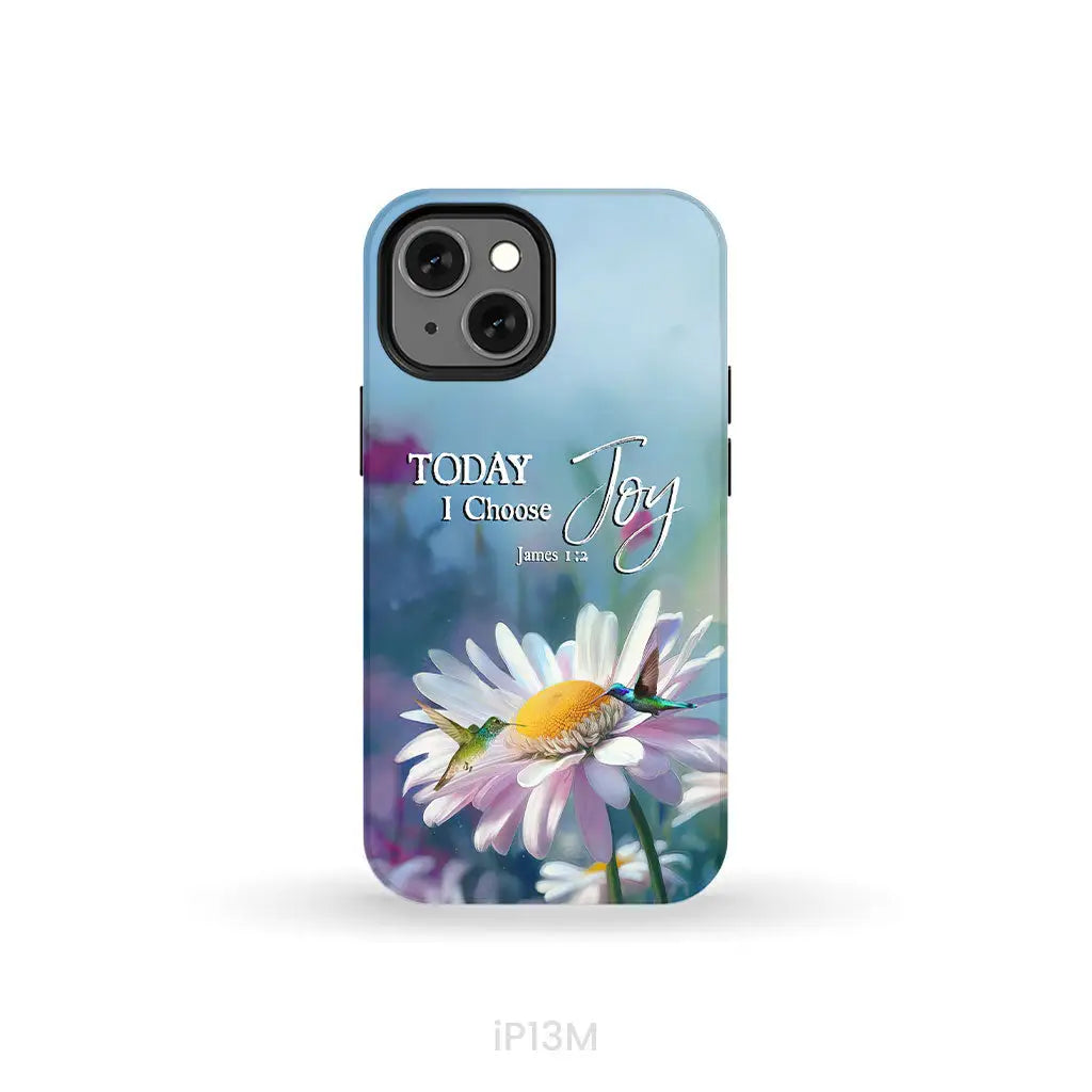 Today I Choose Joy James 1:2 Hummingbird With Daisies Phone Case iPhone 13 Mini / Tough