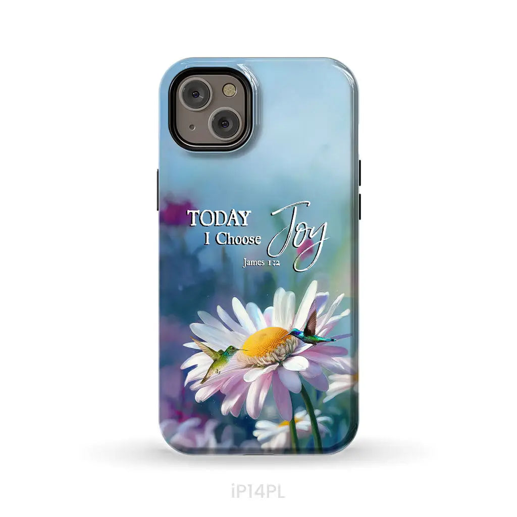 Today I Choose Joy James 1:2 Hummingbird With Daisies Phone Case iPhone 14 Plus / Tough