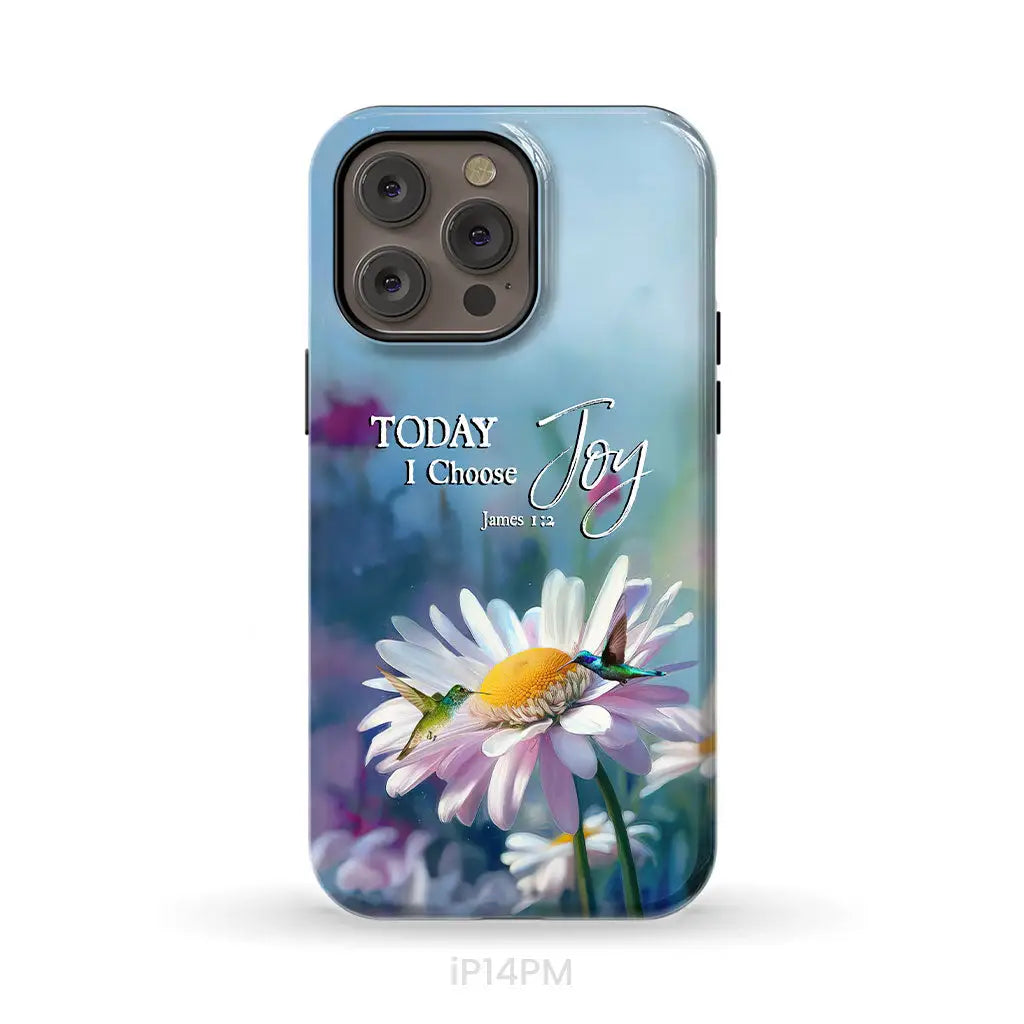Today I Choose Joy James 1:2 Hummingbird With Daisies Phone Case iPhone 14 Pro Max / Tough