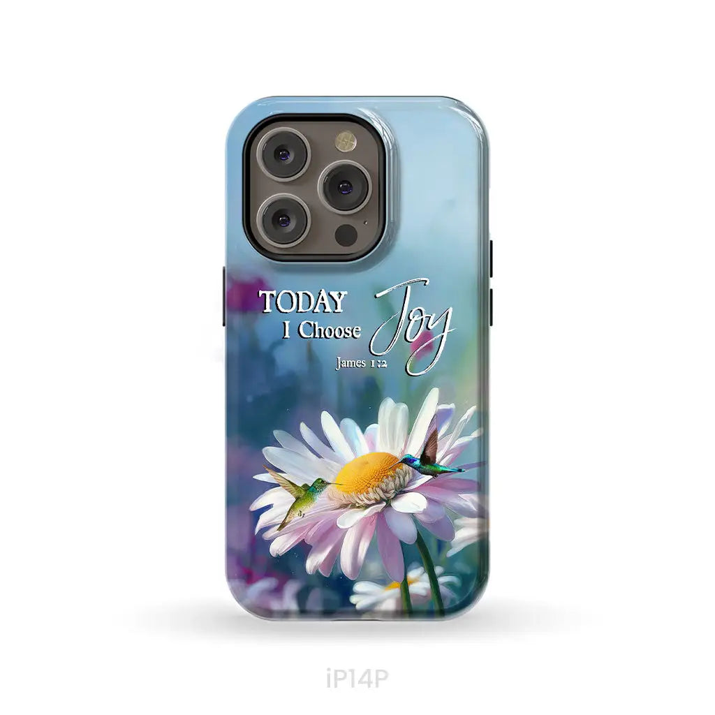 Today I Choose Joy James 1:2 Hummingbird With Daisies Phone Case iPhone 14 Pro / Tough