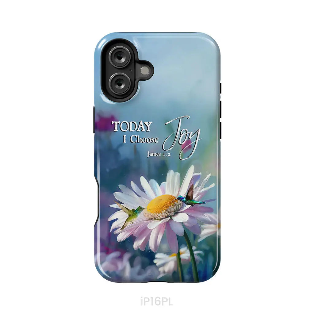 Today I Choose Joy James 1:2 Hummingbird With Daisies Phone Case iPhone 16 Plus / Tough Case