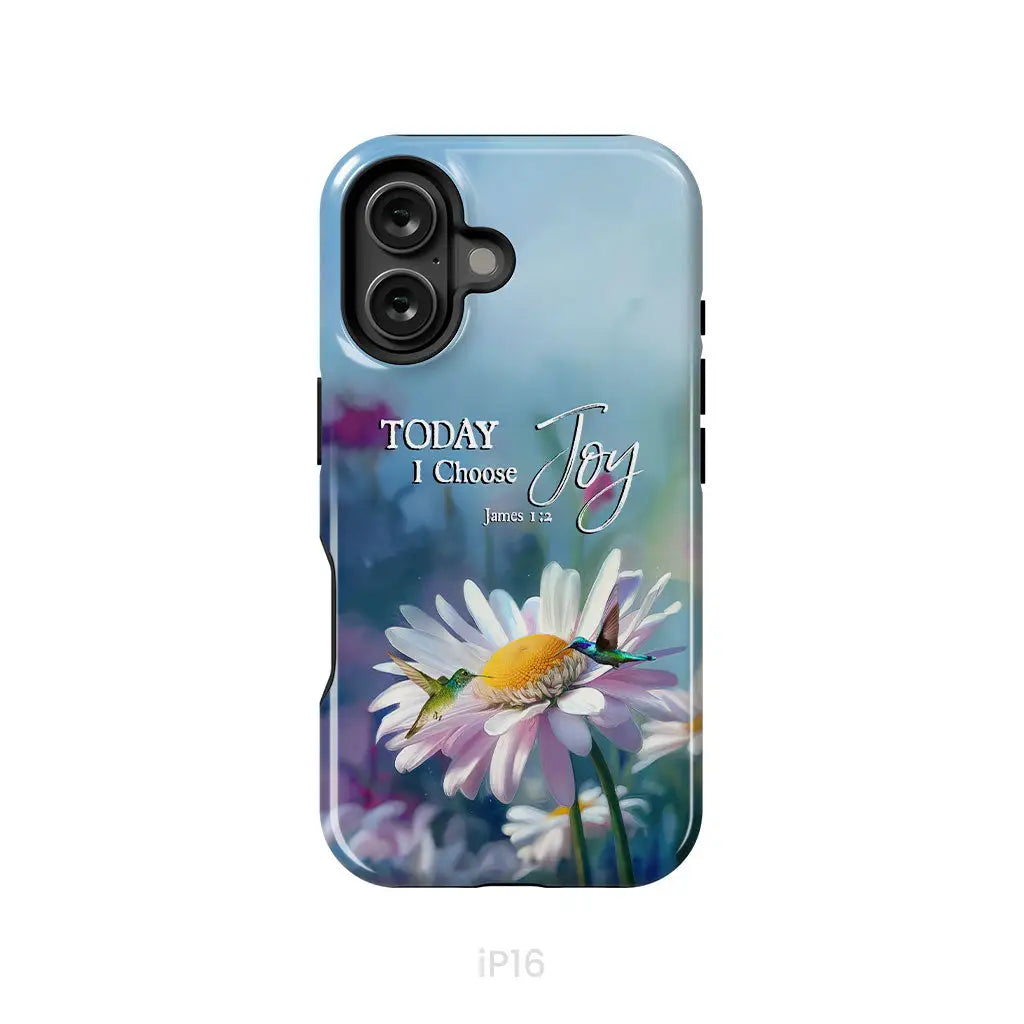 Today I Choose Joy James 1:2 Hummingbird With Daisies Phone Case iPhone 16 / Tough Case