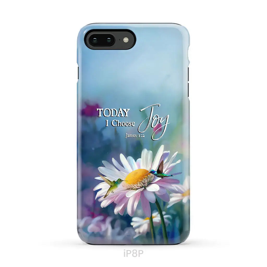 Today I Choose Joy James 1:2 Hummingbird With Daisies Phone Case iPhone 8 Plus / Tough