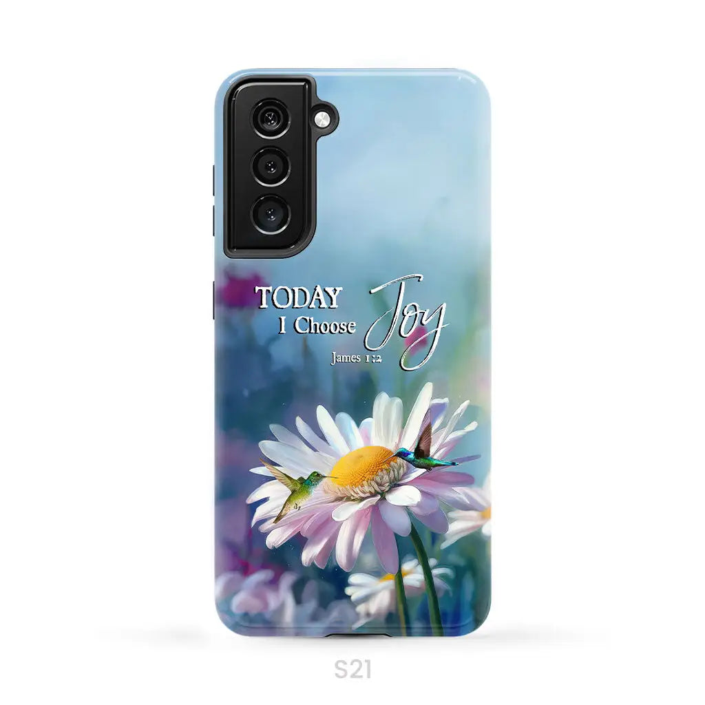 Today I Choose Joy James 1:2 Hummingbird With Daisies Phone Case Samsung Galaxy S21 (Not for FE) / Tough