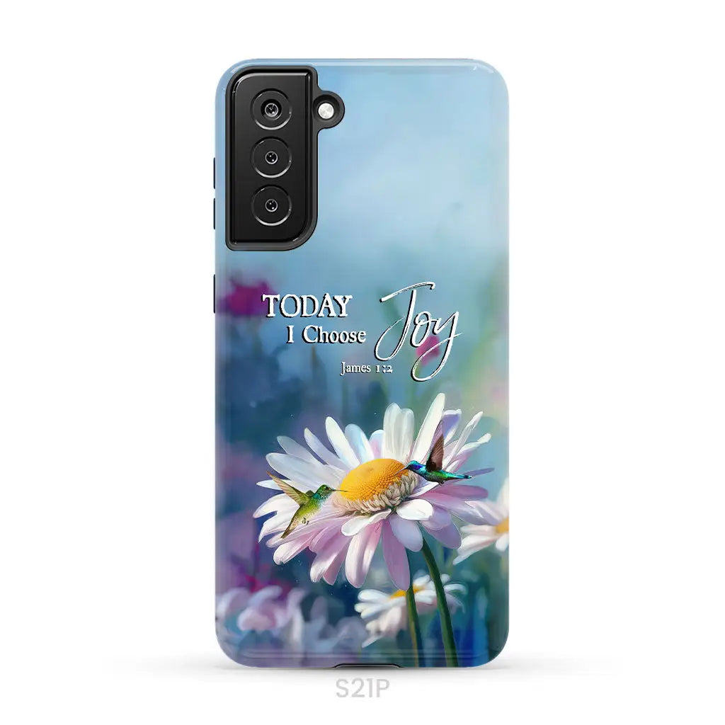 Today I Choose Joy James 1:2 Hummingbird With Daisies Phone Case Samsung Galaxy S21 Plus / Tough