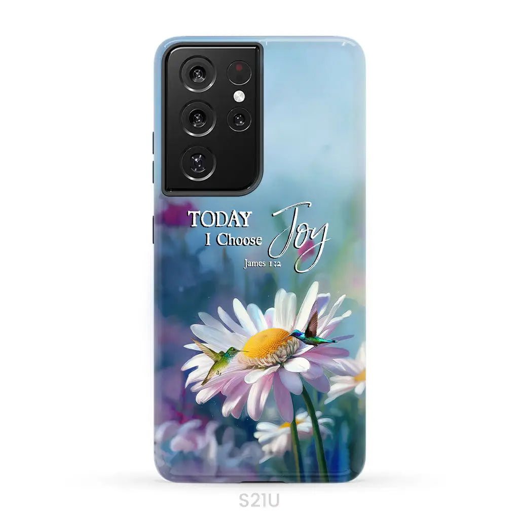 Today I Choose Joy James 1:2 Hummingbird With Daisies Phone Case Samsung Galaxy S21 Ultra / Tough