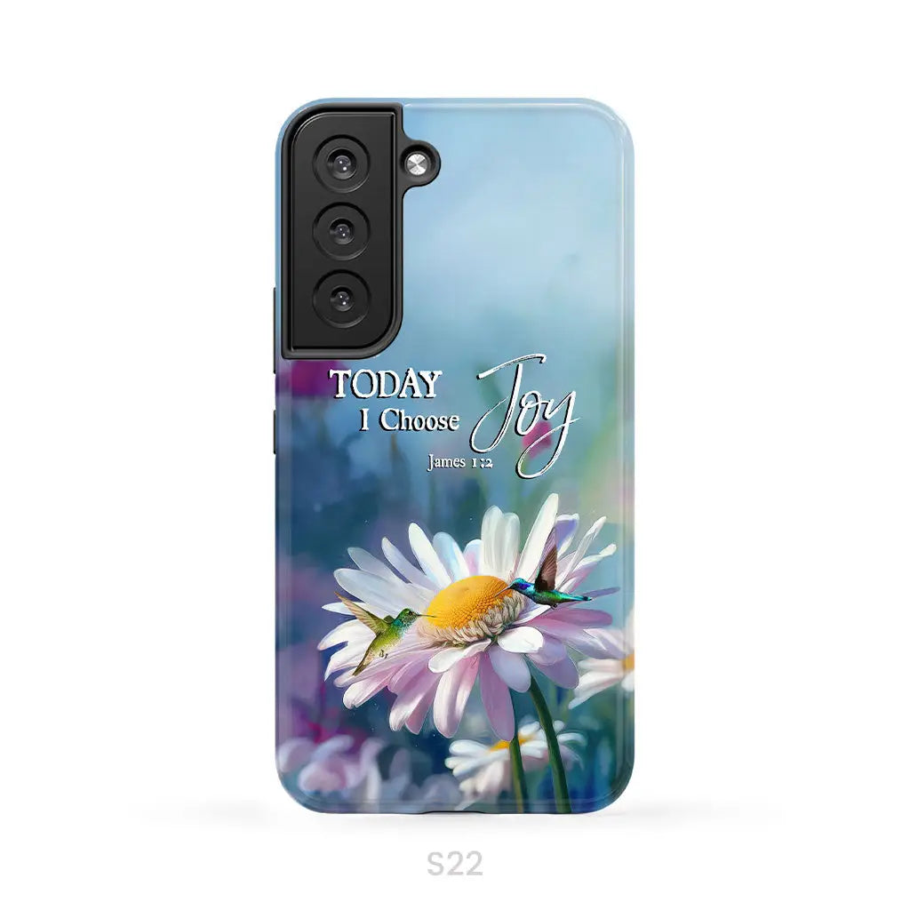 Today I Choose Joy James 1:2 Hummingbird With Daisies Phone Case Samsung Galaxy S22 / Tough