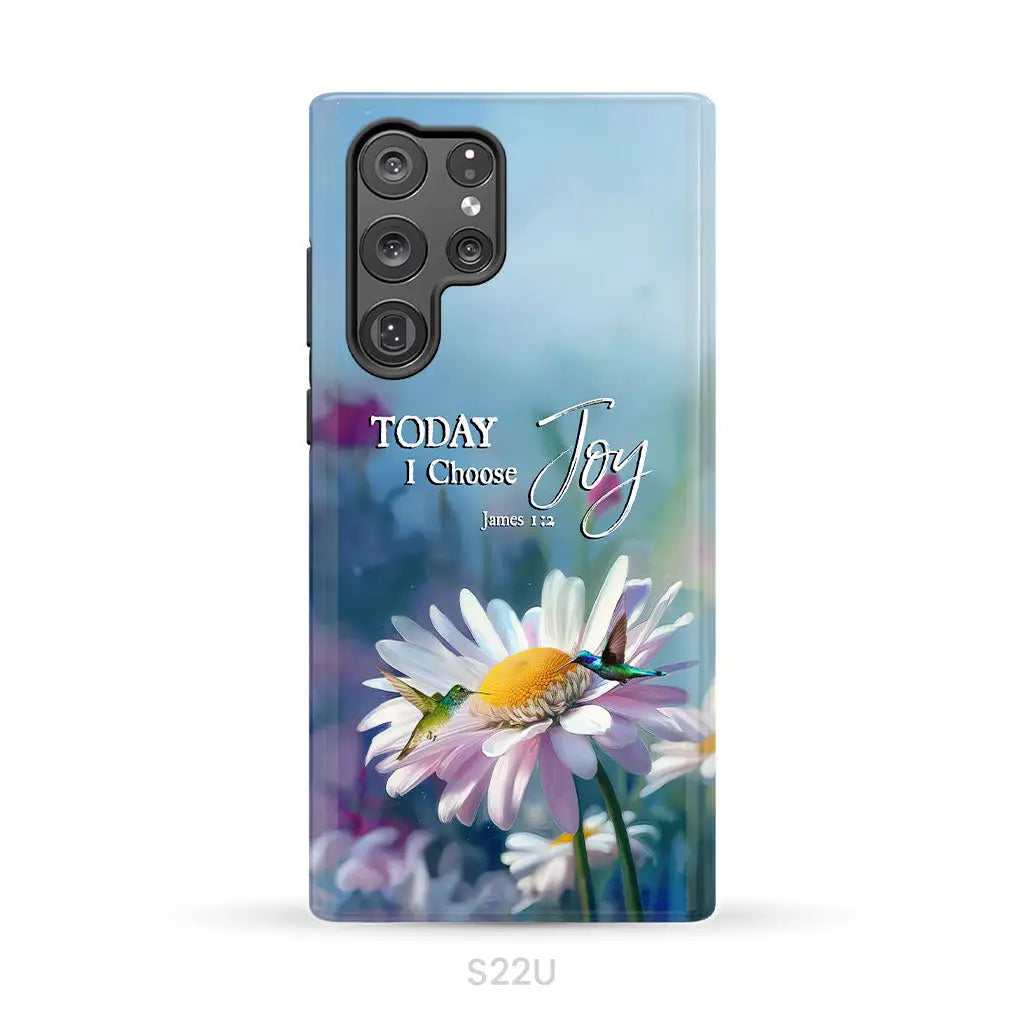 Today I Choose Joy James 1:2 Hummingbird With Daisies Phone Case Samsung Galaxy S22 Ultra / Tough
