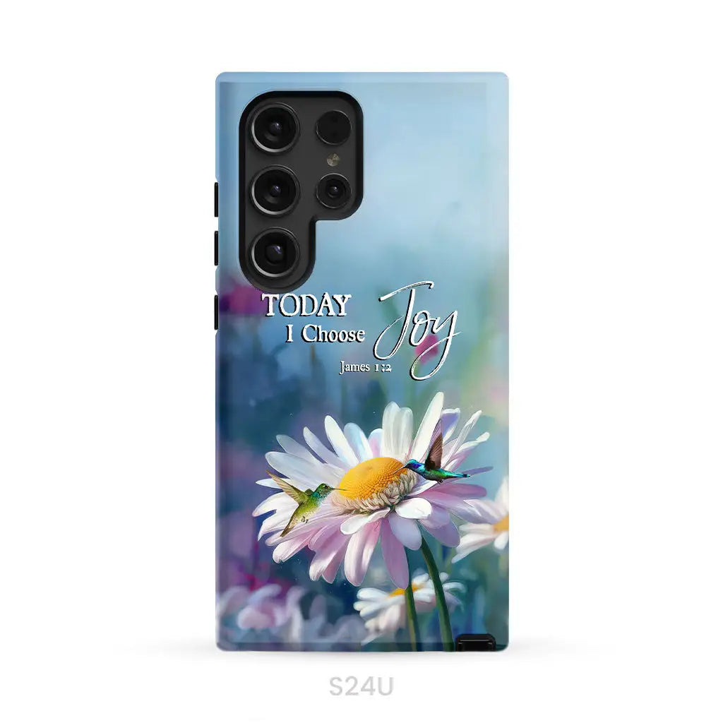 Today I Choose Joy James 1:2 Hummingbird With Daisies Phone Case Samsung Galaxy S24 Ultra / Tough